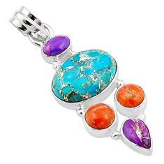 Clearance Sale- 925 silver 9.37cts purple blue copper turquoise mojave turquoise pendant u29302