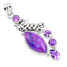 Clearance Sale- 925 silver 16.46cts purple copper turquoise amethyst seahorse pendant p37598