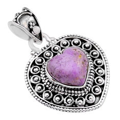 925 silver 4.31cts purple phosphosiderite (hope stone) heart pendant n54036