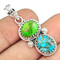925 silver 10.29cts southwestern green blue copper turquoise pendant u30720