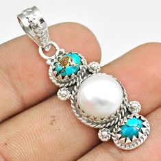 925 silver 6.70cts southwestern natural pearl copper turquoise pendant u30660