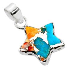 925 silver 7.50cts spiny oyster arizona turquoise fancy star fish pendant t76049