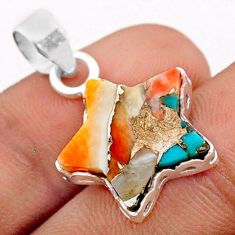 925 silver 7.66cts spiny oyster arizona turquoise fancy star fish pendant t76064