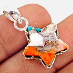 925 silver 7.69cts spiny oyster arizona turquoise fancy star fish pendant t76071