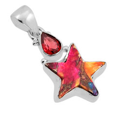 925 silver 8.38cts spiny oyster arizona turquoise garnet star fish pendant n7071