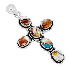 925 silver 8.73cts spiny oyster arizona turquoise oval holy cross pendant y80337