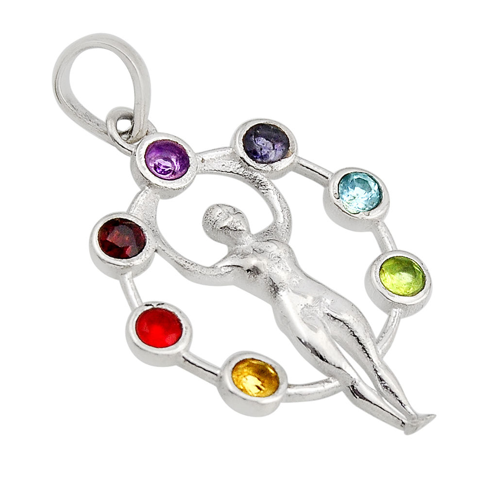 925 silver spirit healer amethyst cornelian garnet citrine chakra pendant y92053