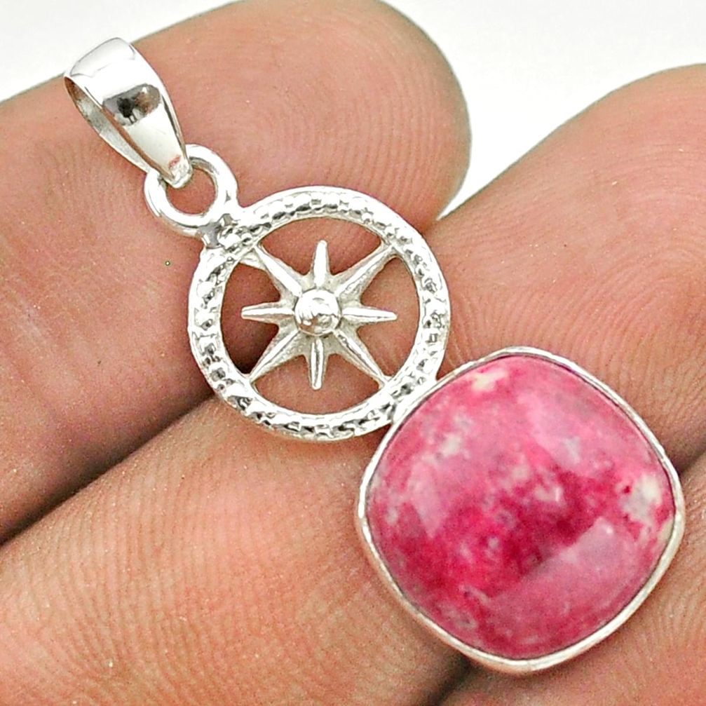 925 silver 6.26cts star amulet natural pink thulite pendant jewelry t55254