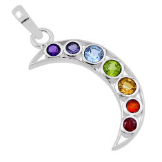 925 silver topaz cornelian peridot citrine garnet amethyst chakra pendant n32478