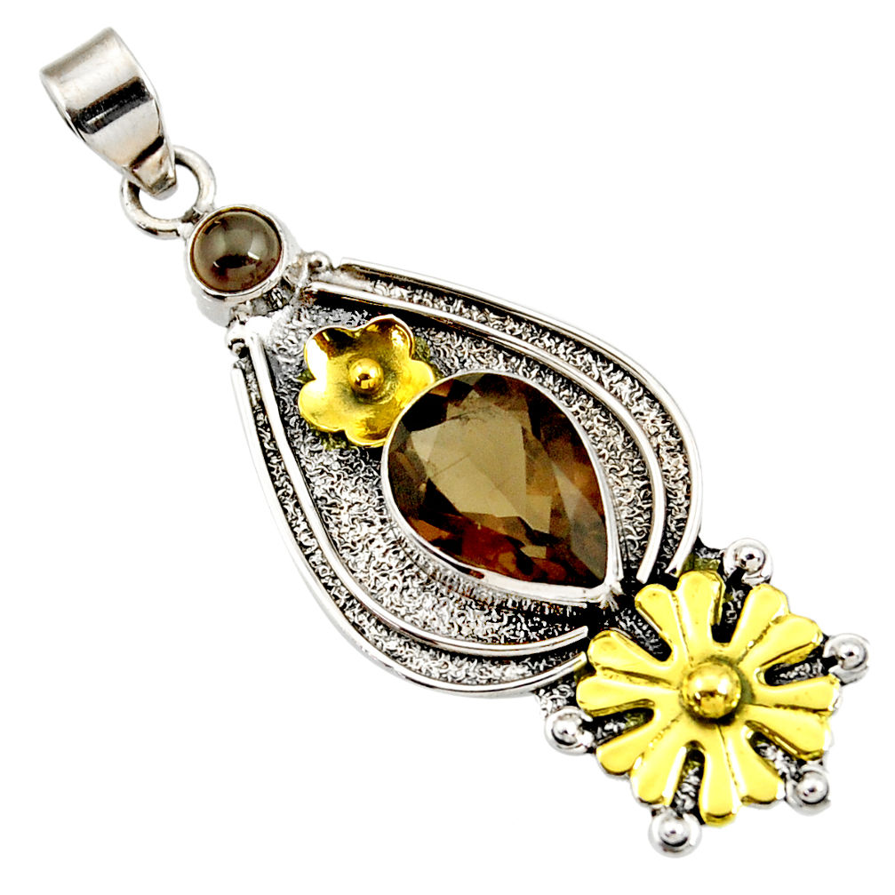 ts victorian brown smoky topaz two tone flower pendant d44017