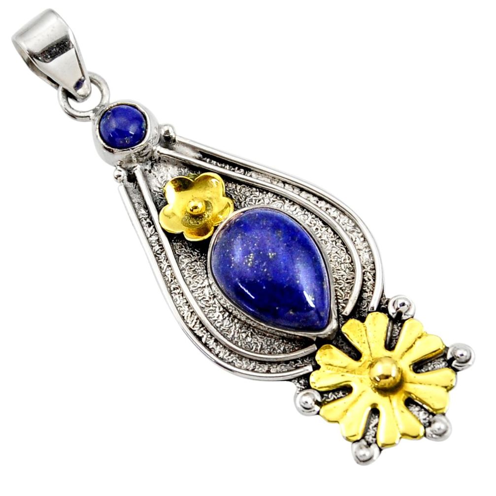 ts victorian natural blue lapis lazuli two tone pendant d44013