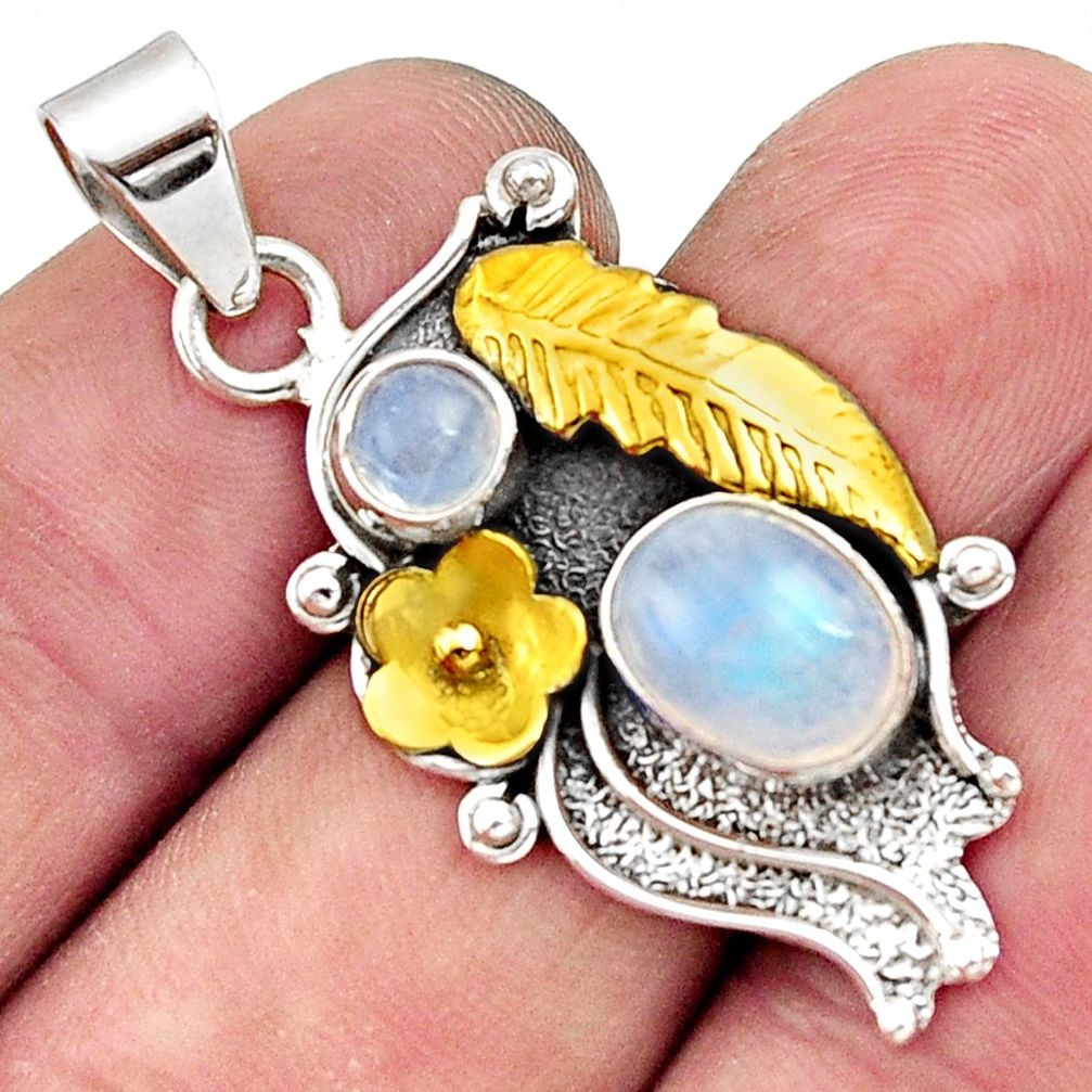 ts victorian natural rainbow moonstone two tone pendant d44917