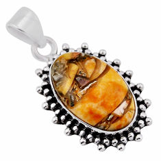 925 silver 7.78cts yellow brecciated mookaite (australian jasper) pendant n38219