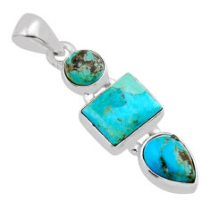 925 sterling silver 6.04cts 3 stone natural kingman turquoise pendant y81885