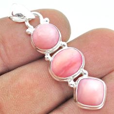 925 sterling silver 11.07cts 3 stone natural pink opal pendant jewelry t54986