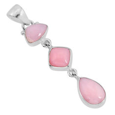 925 sterling silver 8.42cts 3 stone natural pink opal pendant jewelry y81195