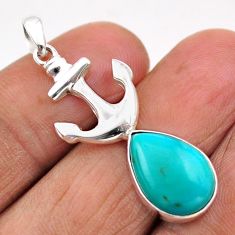 925 sterling silver 5.22cts anchor charm fine green turquoise pendant t89224