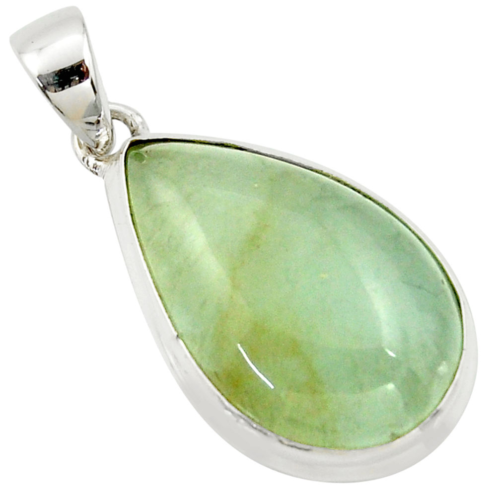 925 sterling silver 18.15cts aquatine lemurian calcite pear pendant r39973