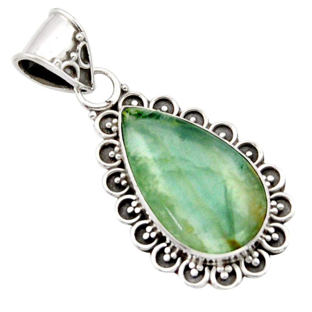 925 sterling silver 11.62cts aquatine lemurian calcite pear pendant r40204