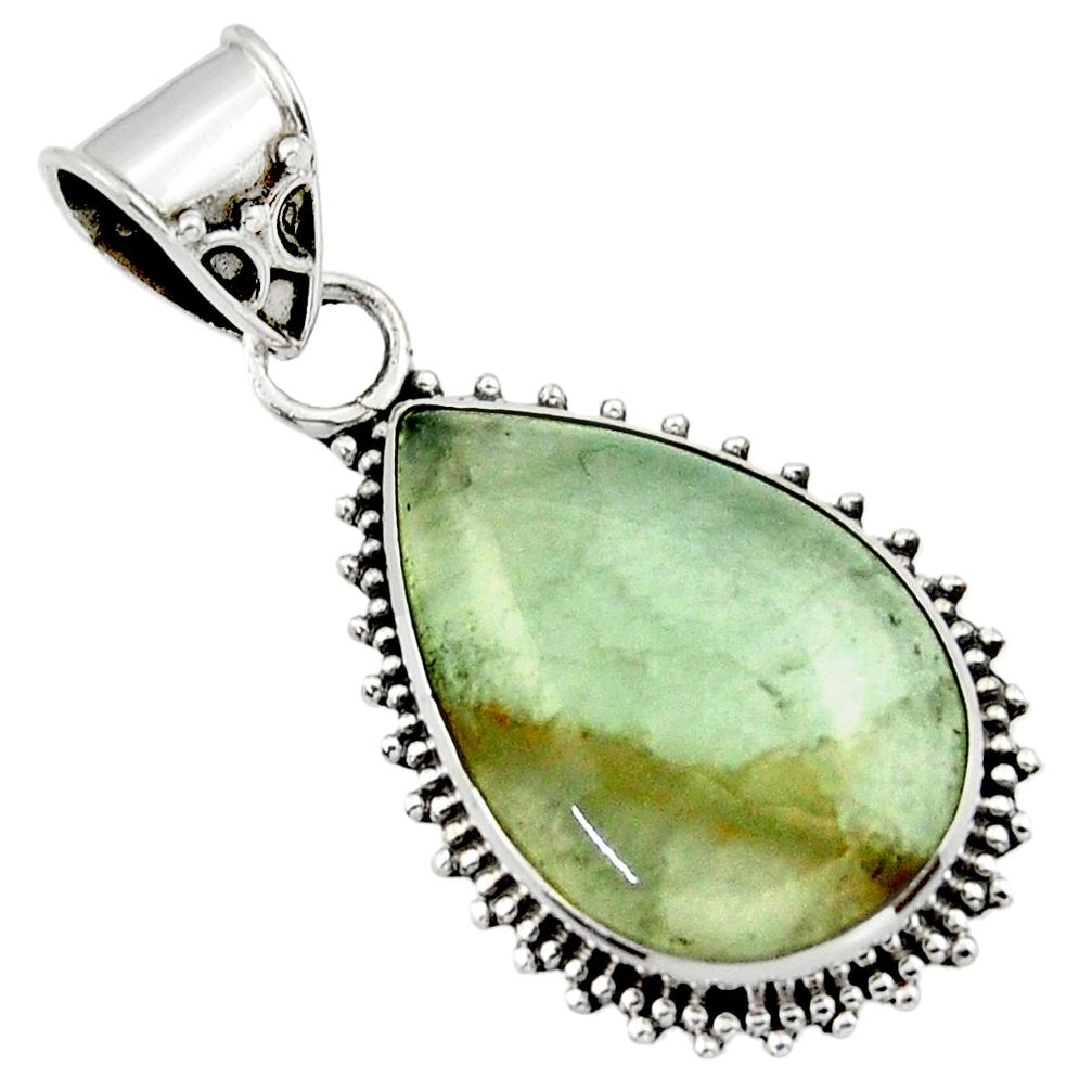 925 sterling silver 14.05cts aquatine lemurian calcite pear pendant r40233