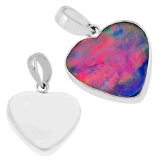 925 sterling silver 4.91cts aurora opal heart shape pendant jewelry y26060