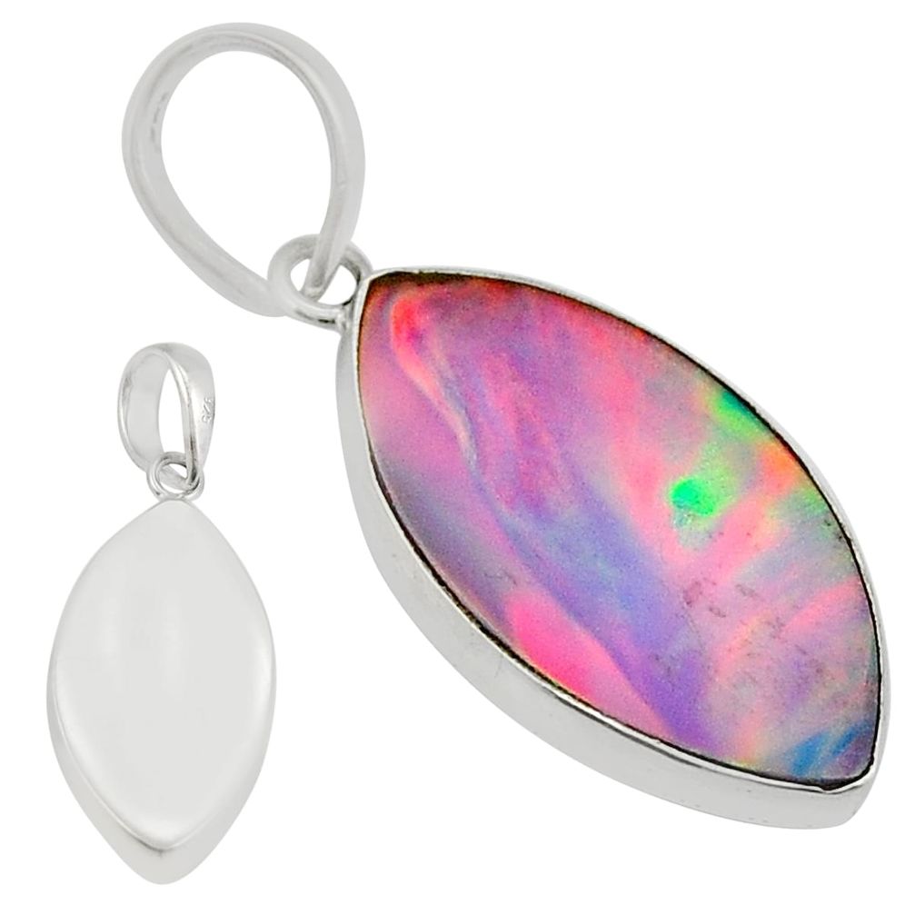 925 sterling silver 5.49cts aurora opal marquise shape pendant jewelry y26074