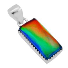 925 sterling silver 4.53cts aurora opal octagan shape pendant jewelry n51796