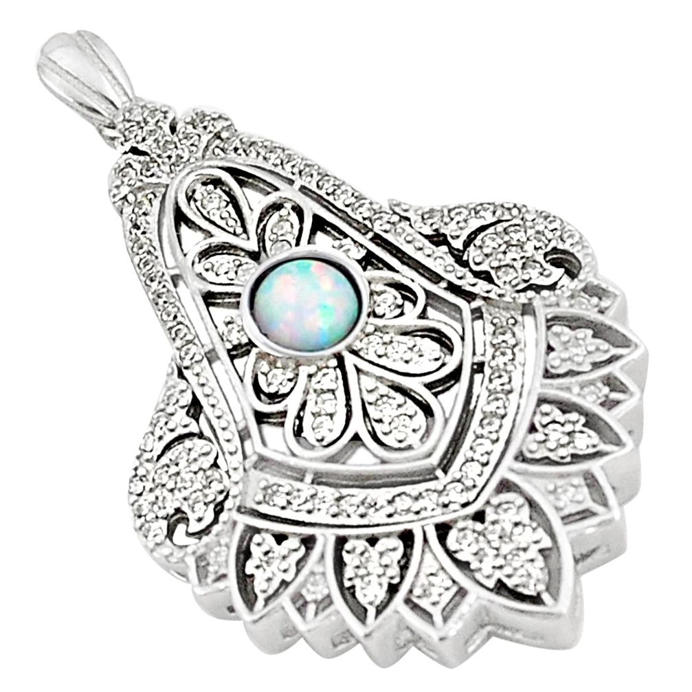 925 sterling silver 1.94cts australian opal (lab) topaz pendant a95977 c24639