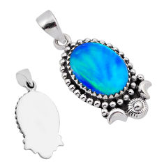 925 sterling silver 5.01cts back closed fine volcano aurora opal pendant n54443