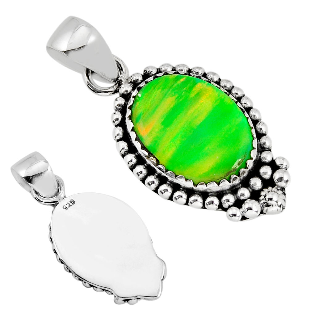 925 sterling silver 4.37cts back closed fine volcano aurora opal pendant y74498