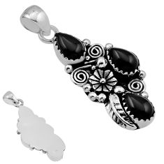 925 sterling silver 6.53cts back closed natural black onyx pear pendant n40592