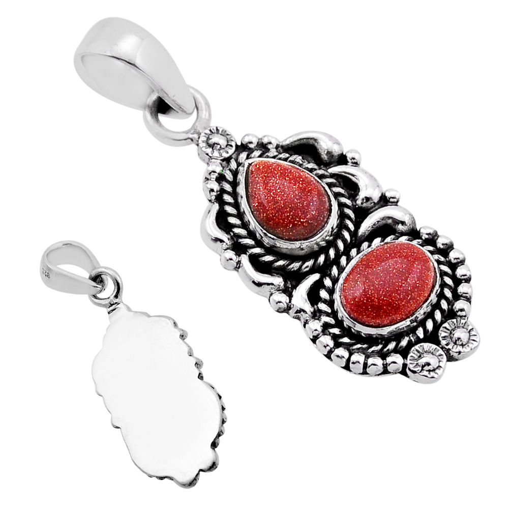 925 sterling silver 4.02cts back closed natural brown goldstone pendant n51259