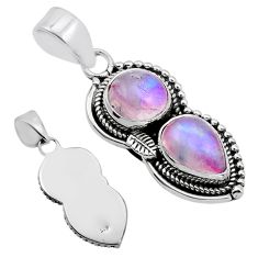 925 sterling silver 4.84cts back closed natural pink moonstone pendant n52218