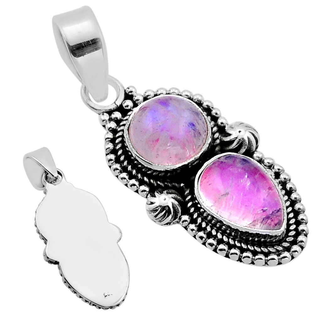 925 sterling silver 4.87cts back closed natural pink moonstone pendant n52220