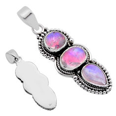 925 sterling silver 5.97cts back closed natural pink moonstone pendant n54166