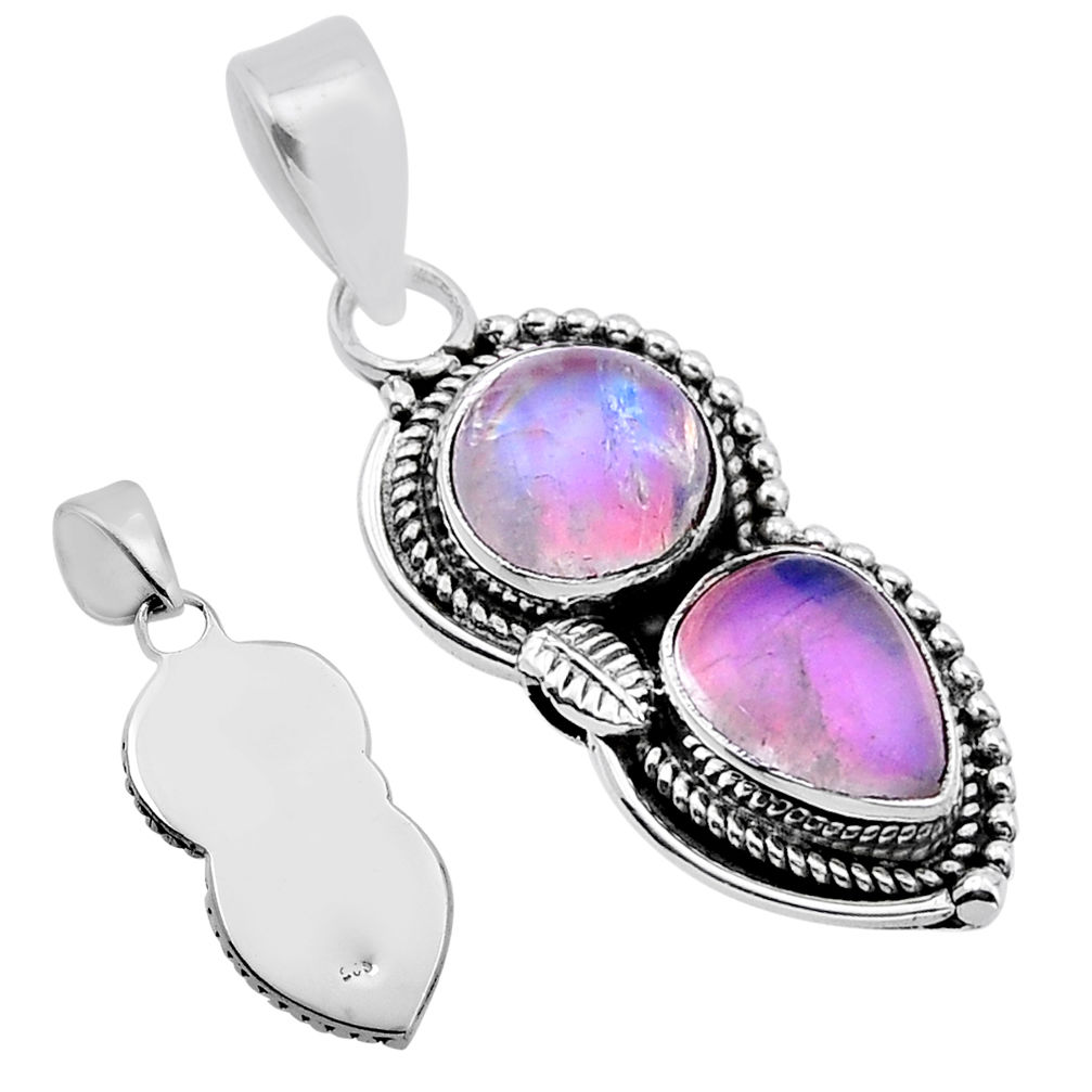 925 sterling silver 5.29cts back closed natural pink moonstone pendant n54178
