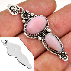 925 sterling silver 8.89cts back closed natural pink opal pendant jewelry n40548