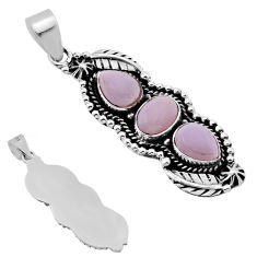 925 sterling silver 6.14cts back closed natural pink opal pendant jewelry n49305