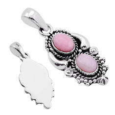 925 sterling silver 4.02cts back closed natural pink opal pendant jewelry n51293
