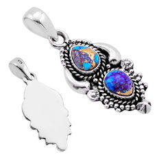 925 sterling silver 4.02cts back closed purple copper turquoise pendant n51299