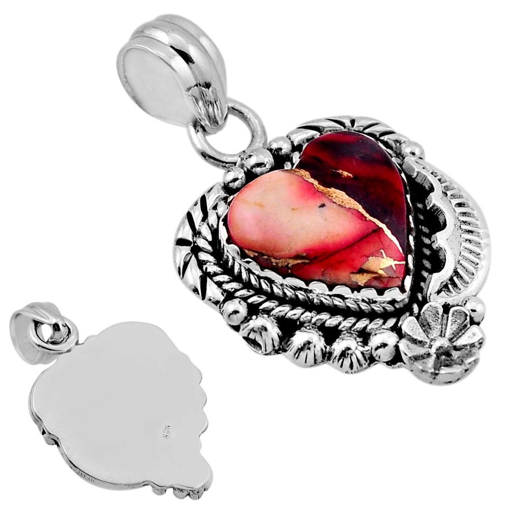 925 sterling silver 7.12cts back closed red rose dahlia heart pendant n35835