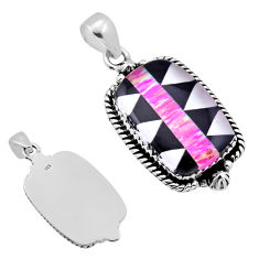 925 sterling silver 18.11cts back closed strip opal checkers pendant n53587