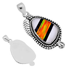 925 sterling silver 17.41cts back closed strip opal checkers pendant n53594
