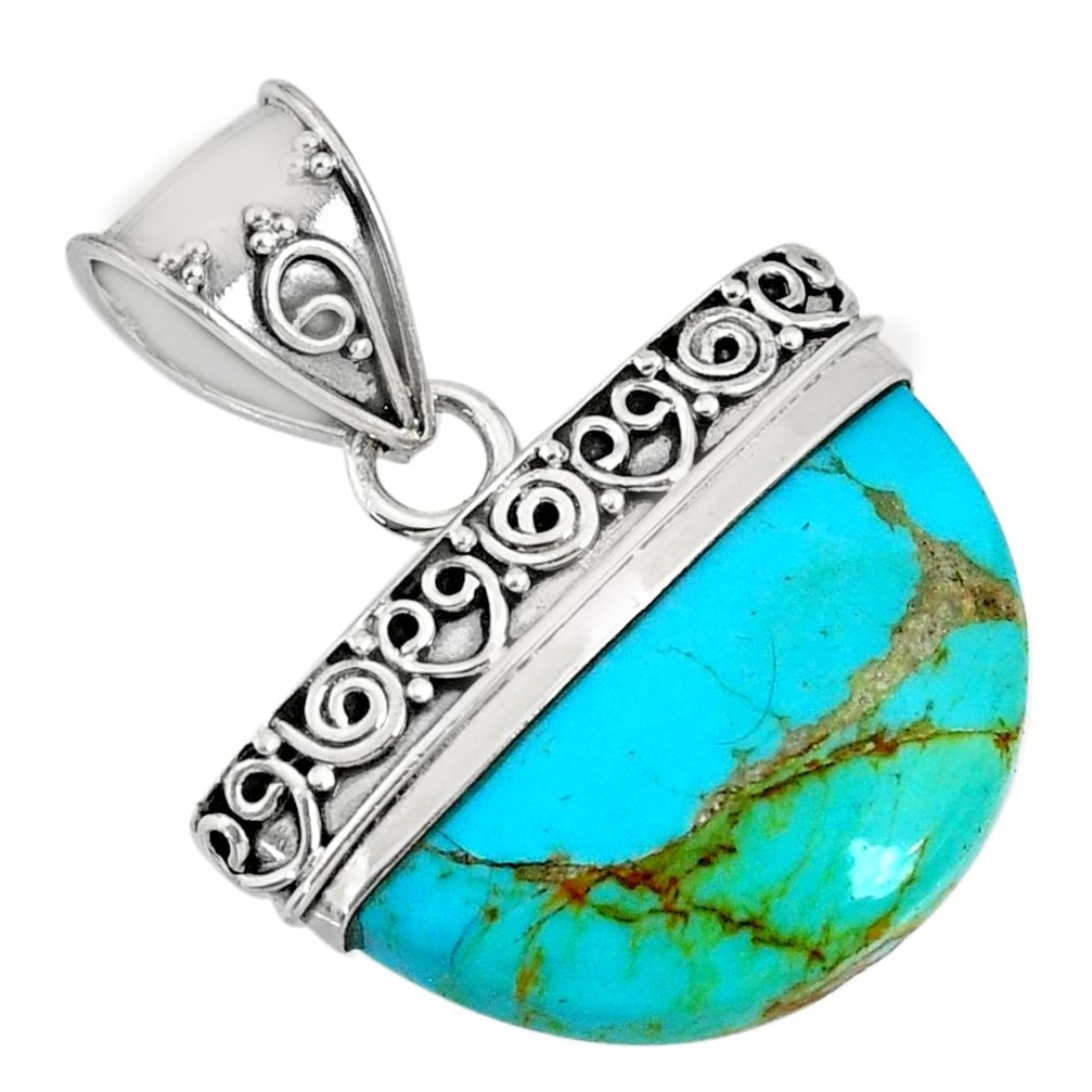 925 sterling silver 13.87cts blue arizona mohave turquoise fancy pendant r85030