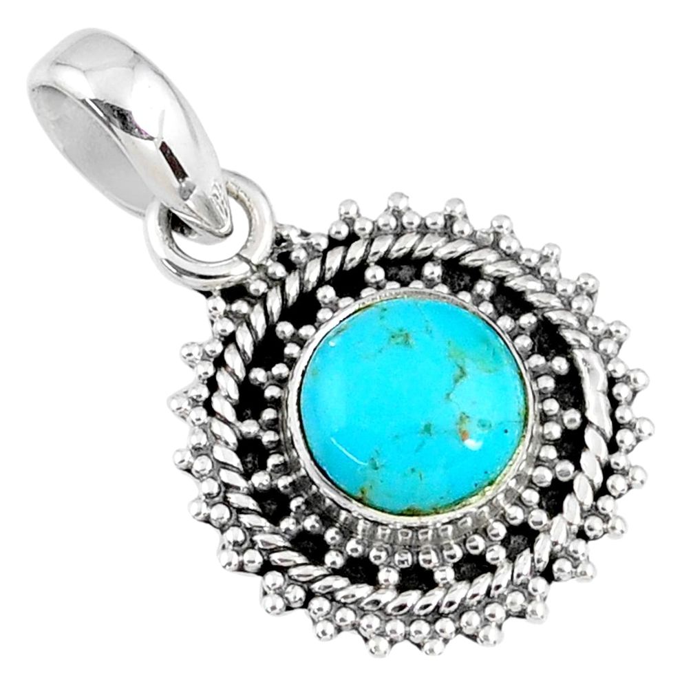 925 sterling silver 2.96cts blue arizona mohave turquoise pendant jewelry r58086