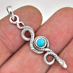 925 sterling silver 0.35cts blue arizona mohave turquoise snake pendant n45126