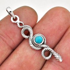 925 sterling silver 0.32cts blue arizona mohave turquoise snake pendant n45132