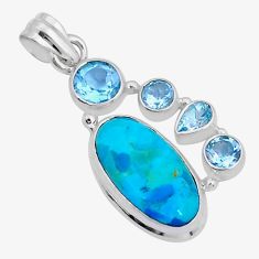 925 sterling silver 12.69cts blue arizona mohave turquoise topaz pendant y5462
