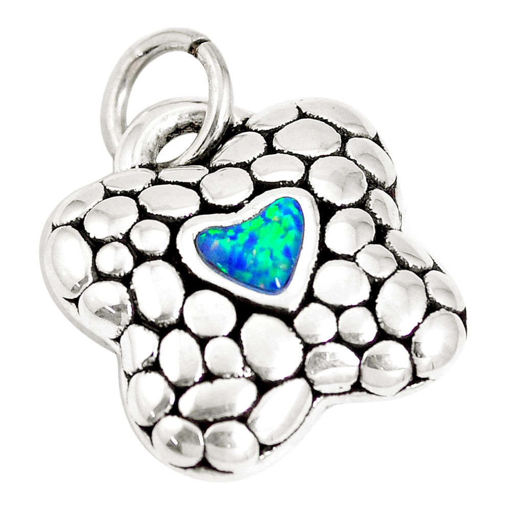 LAB 925 sterling silver 0.74cts blue australian opal (lab) pendant a92712 c24345