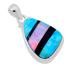 925 sterling silver 9.75cts blue black green strip opal pendant jewelry n45203
